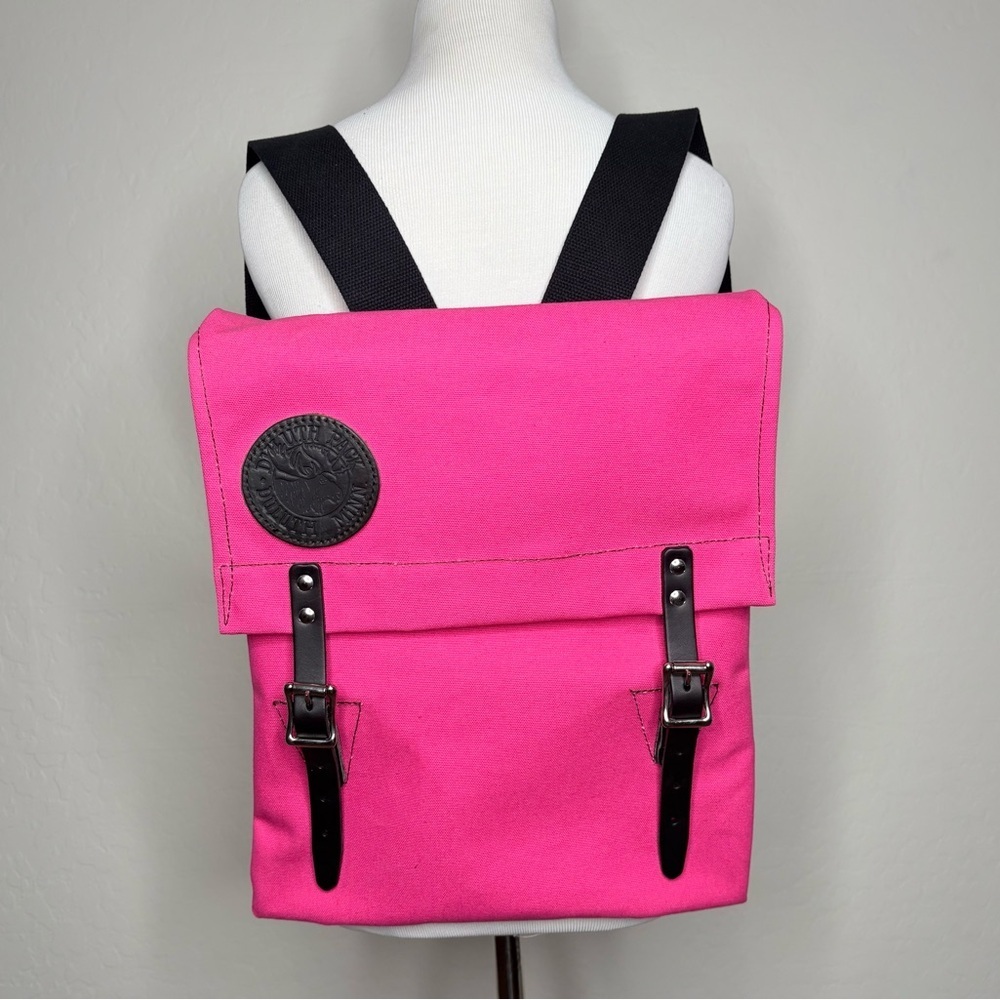 Duluth Pink Canvas Pack Sack Black Leather Trim Handcrafted in USA Rare Color